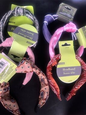 Set of Patterned Pink and Red Knot Headbands - Unbranded